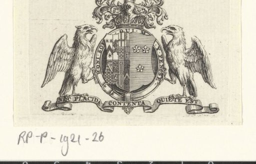 Coat of arms flanked by two eagles