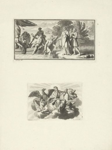 Christ calls the apostles among the fishermen / Mary and the four apocalyptic beasts