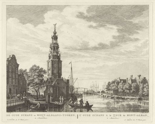 View of the Oudeschans and Montelbaanstoren in Amsterdam
