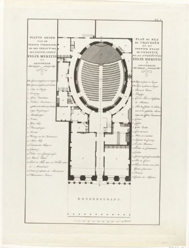 Floor plan of the first floor of the Felix Meritis building in Amsterdam