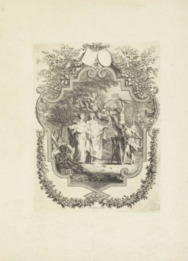 Vignette with a Married Couple in a Landscape