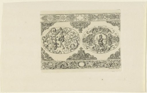 Dancing jester and man with glass in ornaments