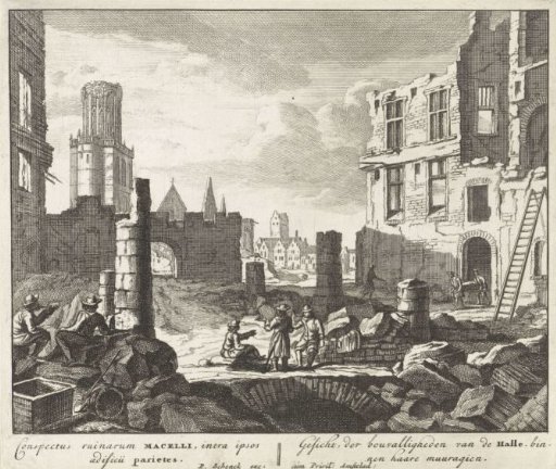 Ruins in the Beenhouwersstraat, Brussels, 1695