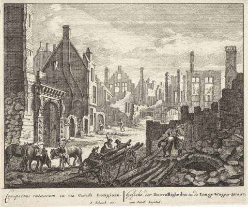 Ruins in the Wagenstraat, Brussels, 1695