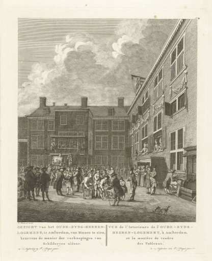 Painting sale in the courtyard of the Oudzijds Heerenlogement in Amsterdam