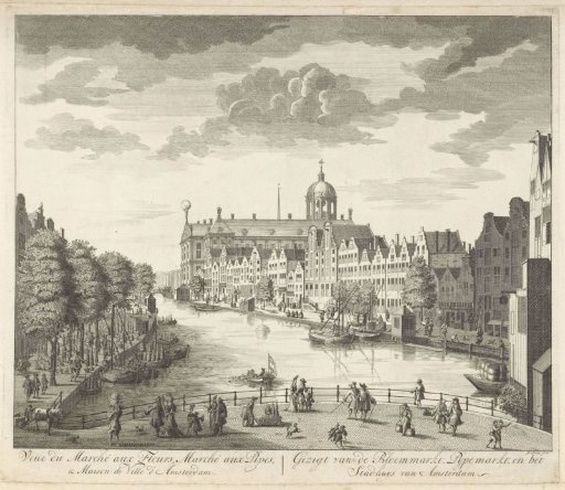 View of the Bloemmarkt and Pijpemarkt in Amsterdam