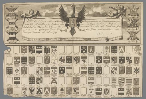 Coat of Arms Map with the Names and Arms of the Burgomasters of Middelburg from 1498 to 1594