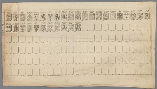 Continuation of a Coat of Arms Map with Names and Arms of the Members of the Council of Utrecht from 1719 to 1735