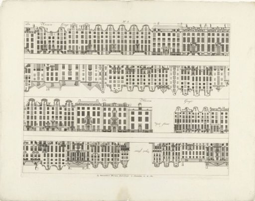 Facades of House Rows on the Keizersgracht and the Herengracht to the Vijzelstraat