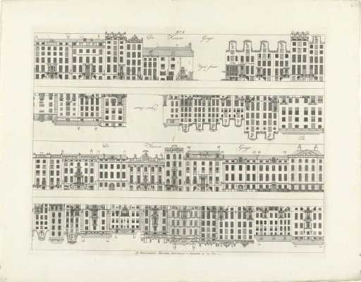 Facades of House Rows on the Keizersgracht to the Vijzelstraat and on the Herengracht