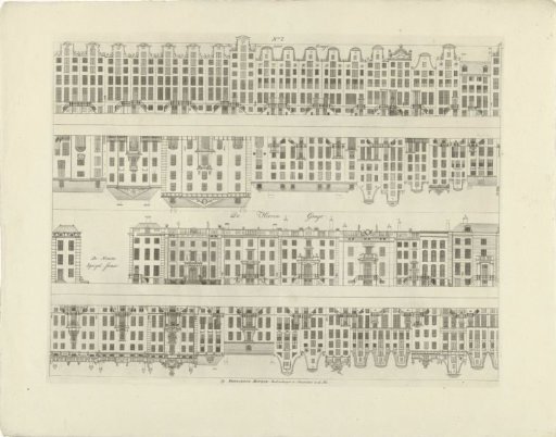 Facades of House Rows on the Keizersgracht and the Herengracht to the Nieuwe Spiegelstraat