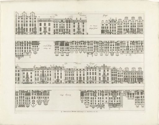 Facades of House Rows on the Keizersgracht to the Nieuwe Spiegelstraat and on the Herengracht to the Koningsplein