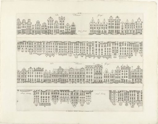 Facades of House Rows on the Keizersgracht to the Berenstraat and on the Herengracht to the Warmoesgracht and the Koningstraat
