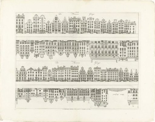 Facades of House Rows on the Keizersgracht and the Herengracht to the Blauwburgwal