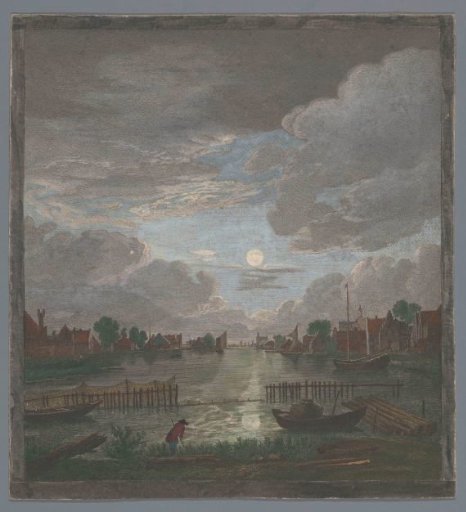 View of a Canal near Haarlem by Moonlight