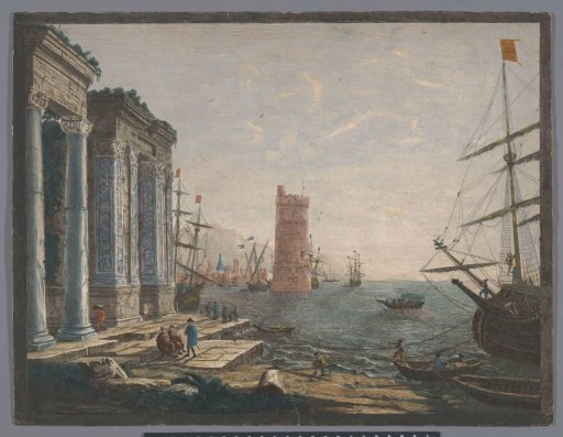 View of a Harbour with Ships and Boats on the Water