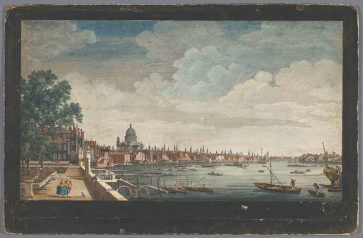 View of London Bridge over the River Thames in London, Seen from the Garden of Somerset House