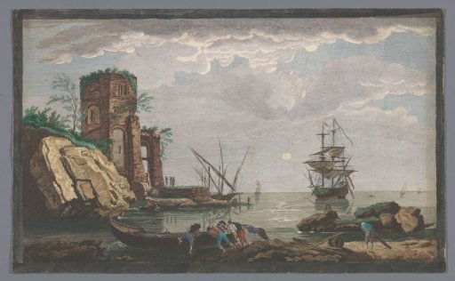 View of a Coast near the Town of Toulon by Moonlight