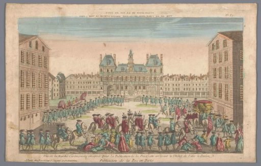 View of the Town Hall in Paris with a Procession for the Proclamation of Peace