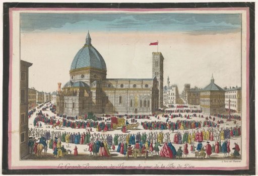 View of the Duomo in Florence with a Procession on Corpus Christi Day