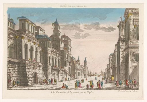 View of a street leading to the sea in Naples