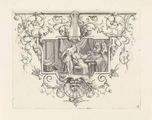 Nicolas Boileau at his desk with his muse