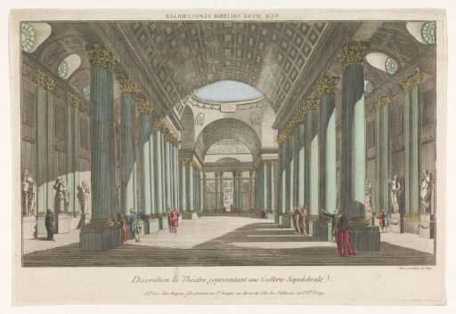 View of a gallery with sepulchral statues