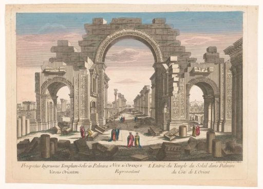 View of the ruin of the arch of the colonnade at Palmyra, seen from the east side