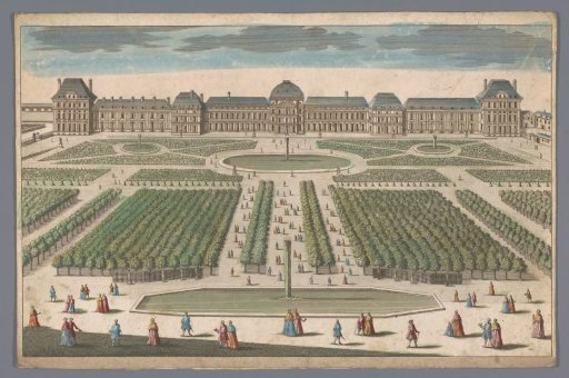 View of the Palais des Tuileries in Paris seen from the Jardin des Tuileries