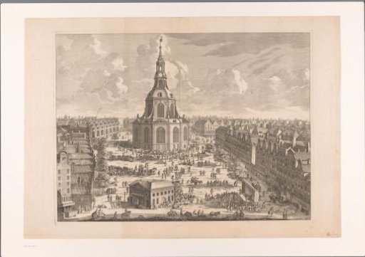 View of the Butter Market in Amsterdam with a Never-Built Dome Church