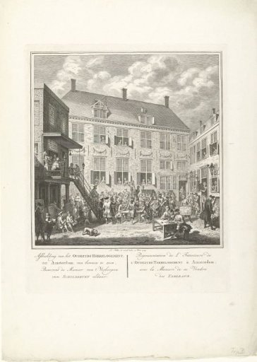 Sale of paintings in the courtyard of the Oudezijds Heerenlogement in Amsterdam