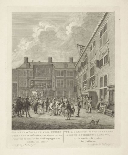 Sale of paintings in the courtyard of the Oudezijds Heerenlogement in Amsterdam
