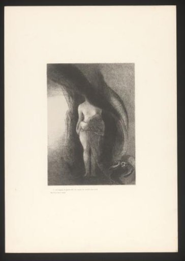 Veiled nude woman with a small figure in the foreground