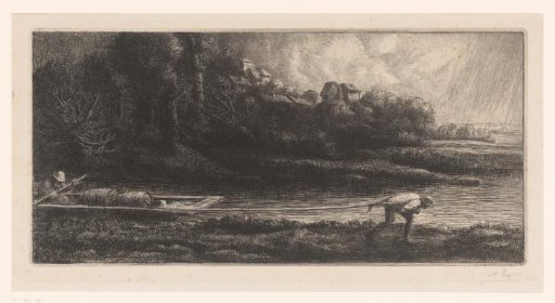 Landscape with a towboat