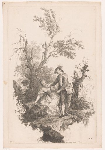Man and woman with a basket of poultry
