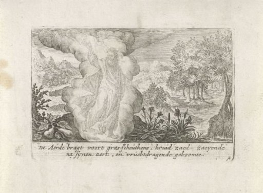 God creates the dry land and the plants