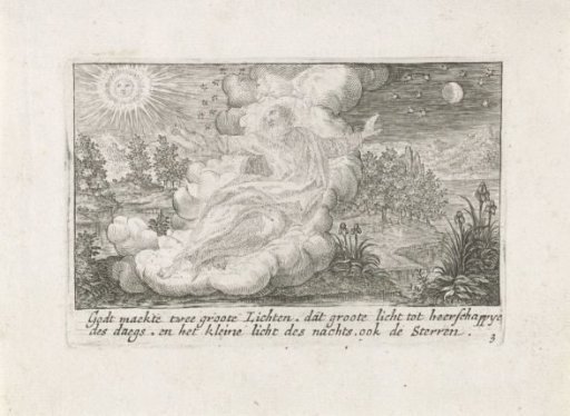 God creates the sun, moon and stars