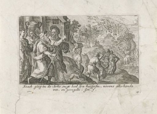 Noah Embarks with His Family and the Animals onto the Ark