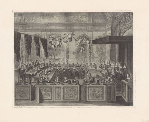 King Charles II of England addressing the seated members of the States-General, 1660