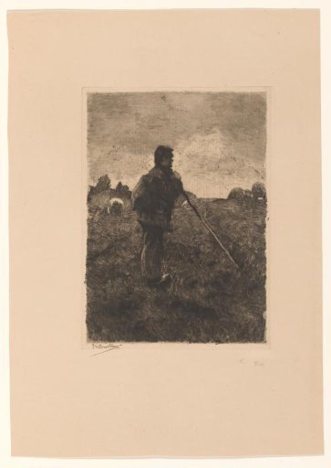 Shepherd leaning on his staff