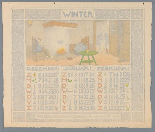 Calendar page for winter 1903-1904 of the Insurance Company Holda in Amsterdam