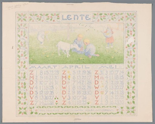 Calendar page for spring 1904 of the Insurance Company Holda in Amsterdam