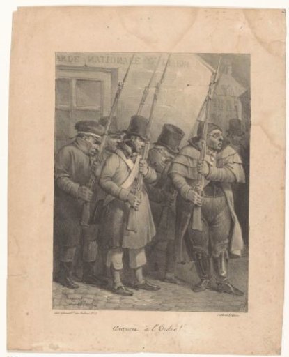 Soldiers of the National Guard in battle order