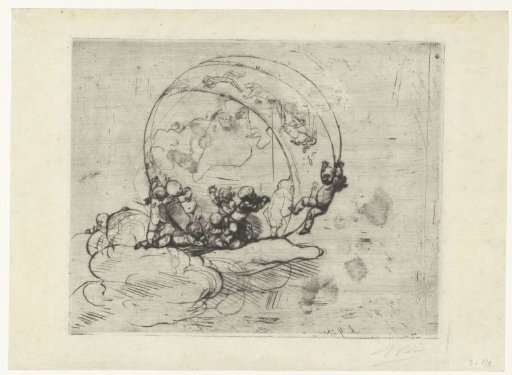 Putti with globe and zodiac