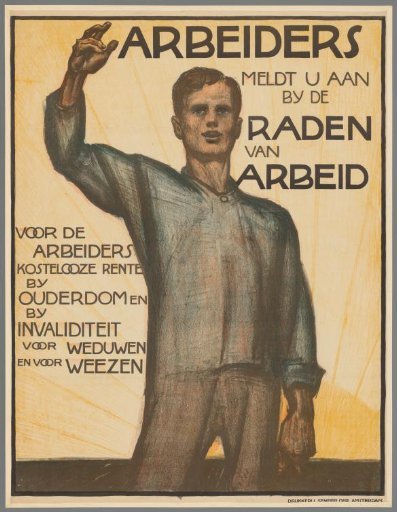 Advertisement ticket. Workers, register with the labor councils