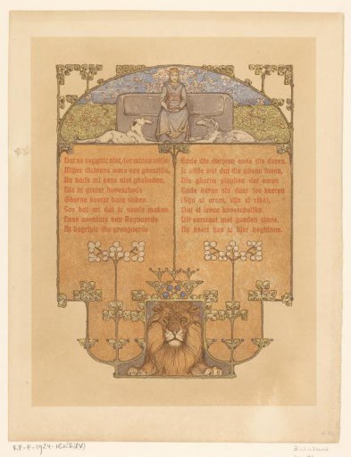 Seated woman, two dogs and a lion (Nobel)