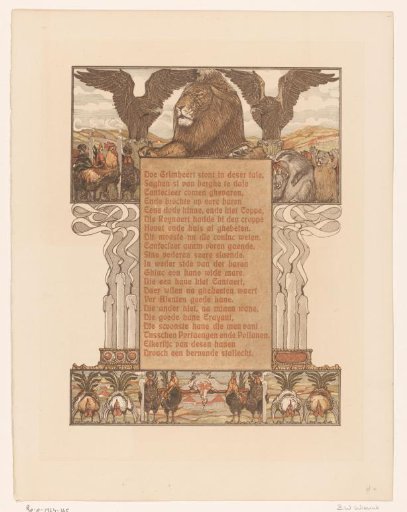 Extinguished candles and lion (Nobel) flanked by eagles