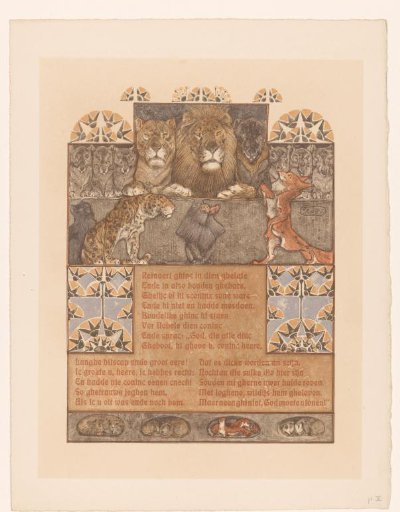 Fox (Reynard) before lion (Nobel) and other animals