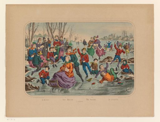 Winter landscape with skaters