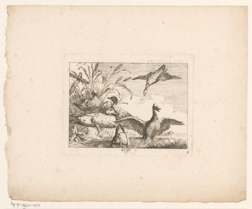 Landscape with six ducks